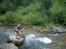 Karl on a Rock in a Creek in the Black Hils