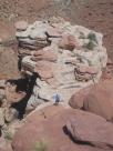 Karl, climbing down a trail